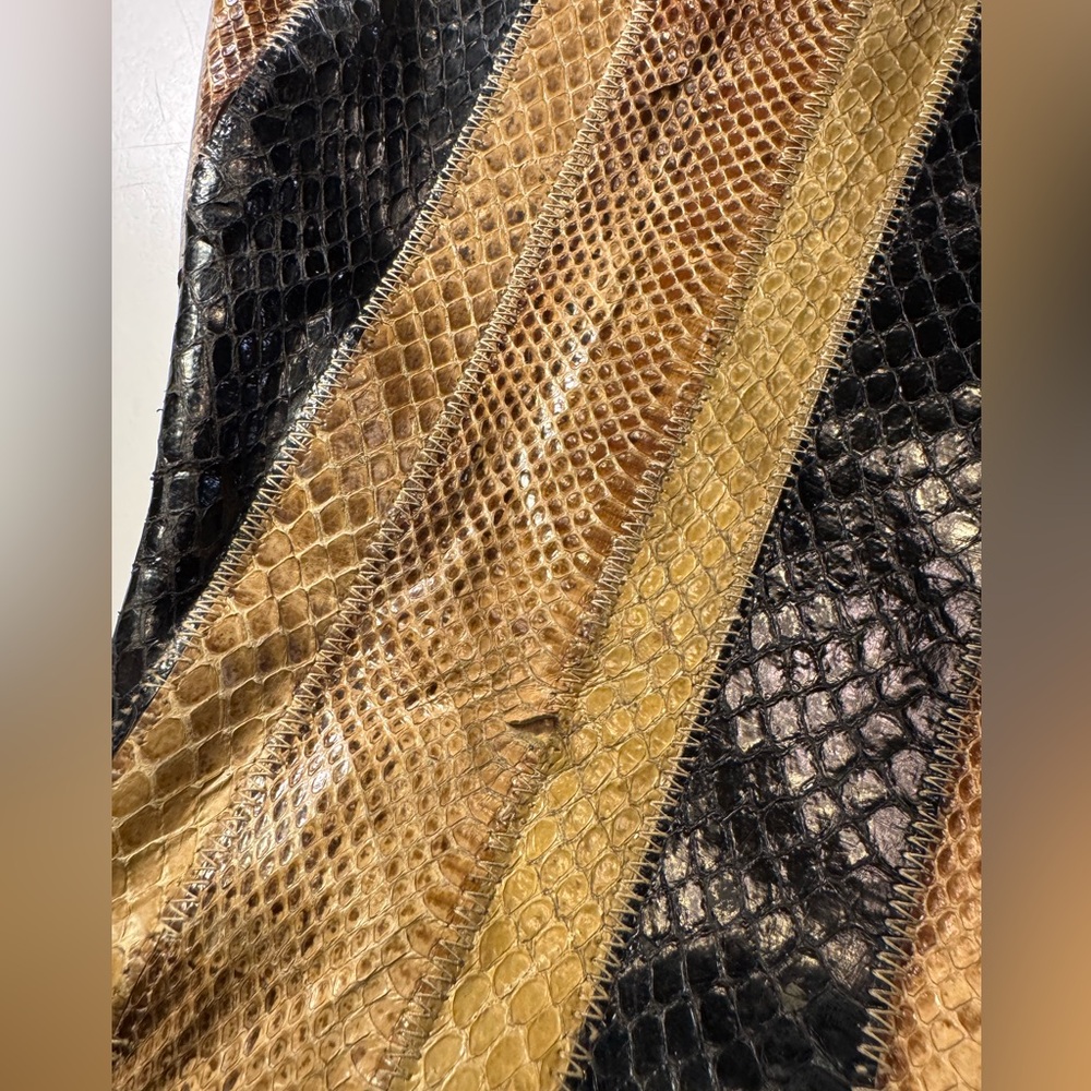 Vintage Snakeskin Shoulder Bag Striped Leather Handbag Funky Purse - Picture 8 of 16